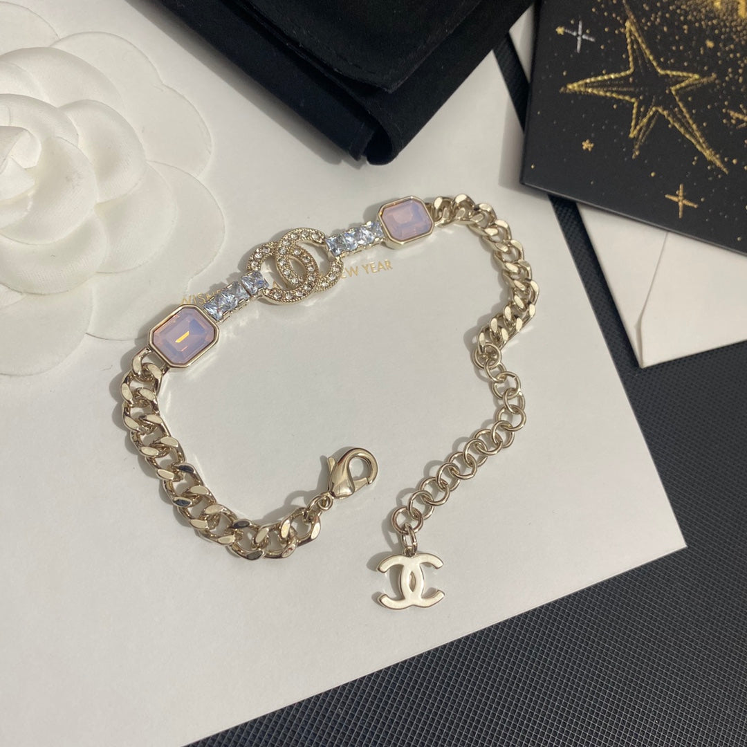 Pulsera Colgante de Cristal Morado de Fantasía