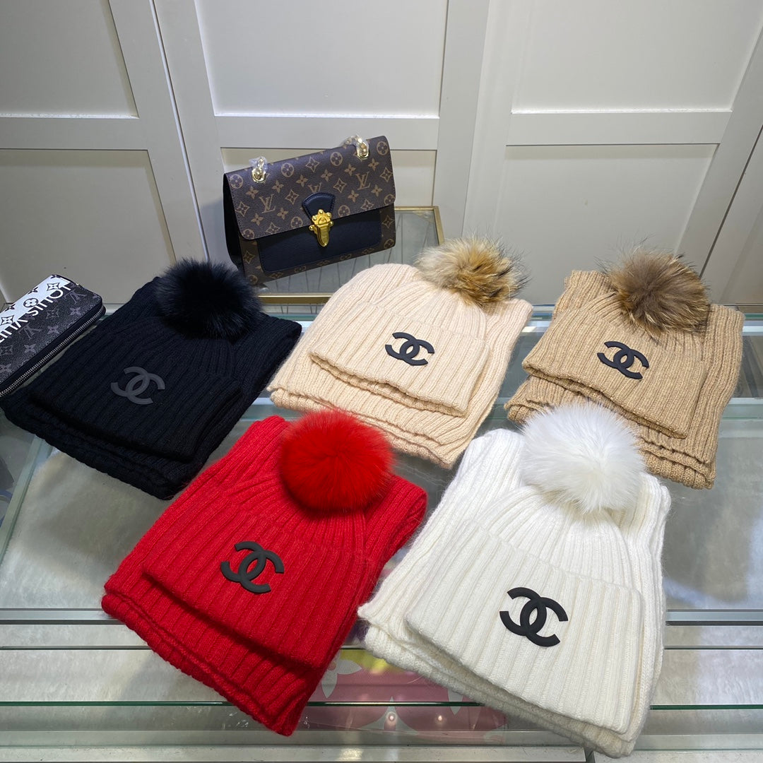 Conjunto de gorro y bufanda vertical de punto Temperament