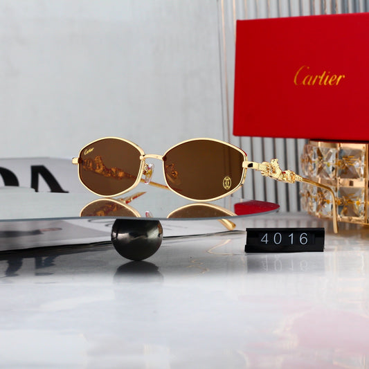 Vintage Oval Metal Frame Sunglasses, Snake Decor UV400 Polarized Fashion Shades 4016