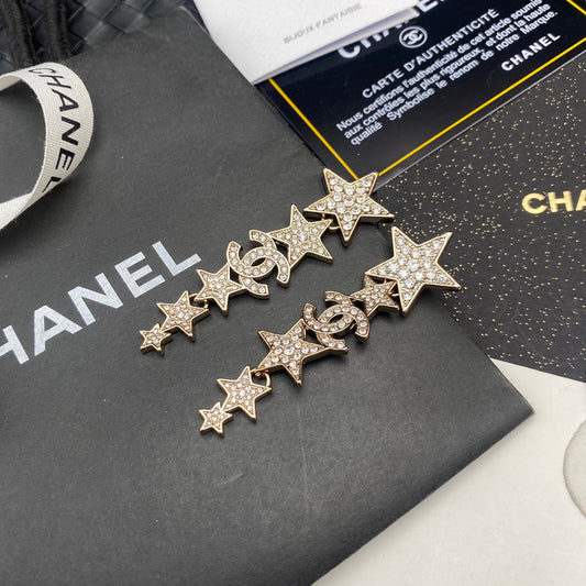 Boucles d'oreilles pendantes Étoile Diamant