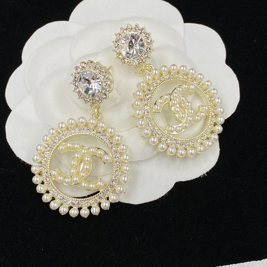 Boucles d'oreilles Diamant Perle Tempérament