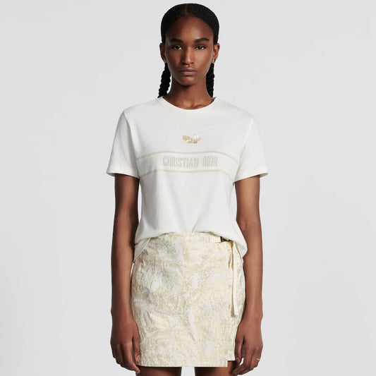 T-shirt papillon brodé logo doré