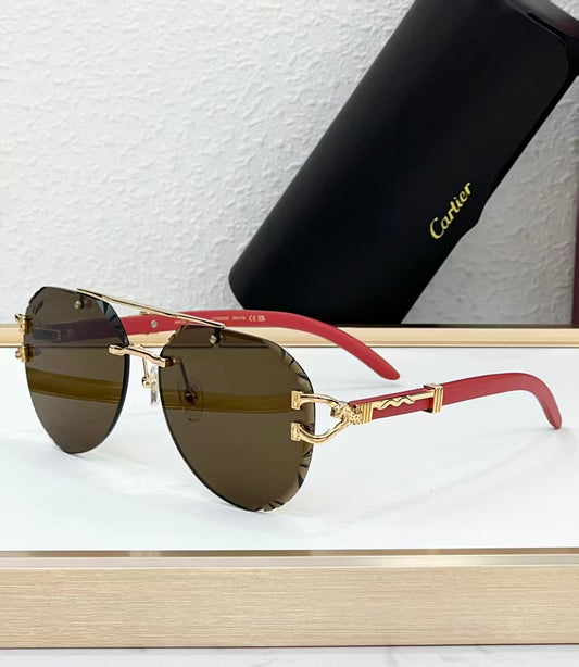 6 Color Panther Decor Rimless Aviator Sunglasses 00230