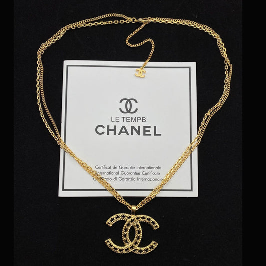 Collier pendentif creux double couche simple