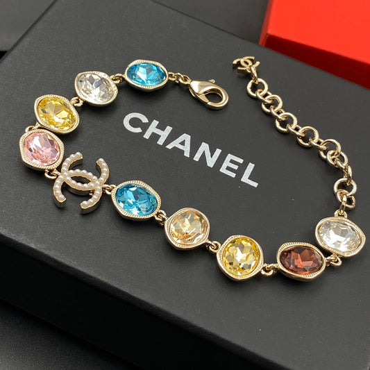 Bracelet ajustable en cristal de couleur et diamant