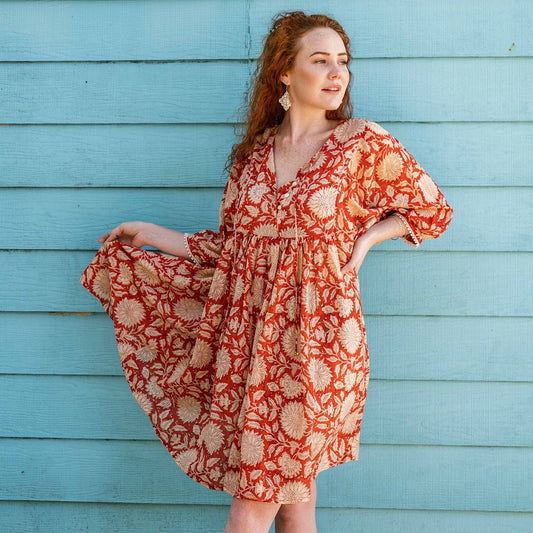 Robe Courte Hawa - Tournesol Rouille
