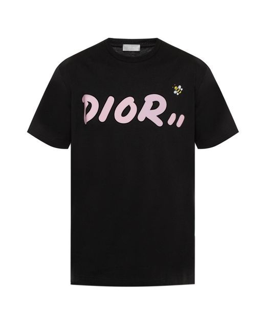 Camiseta estampada negra X rosa