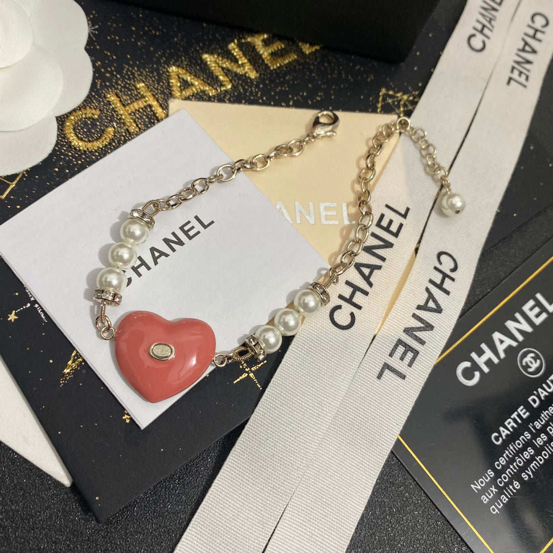 Pulsera Corazón de Perlas y Diamantes de Imitación