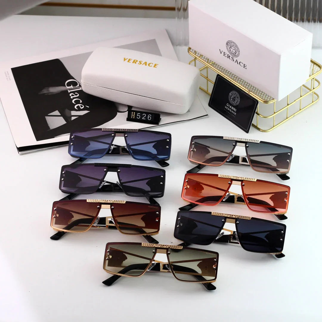 Nuevas lentes HD de moda Diseño de marco completo Gafas de sol de 7 colores 526