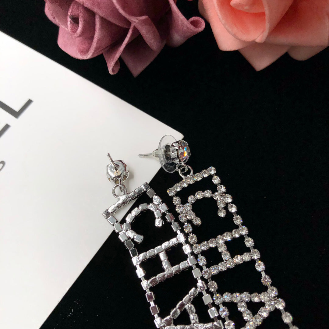 Aretes Largos de Diamantes de Cristal Brillante