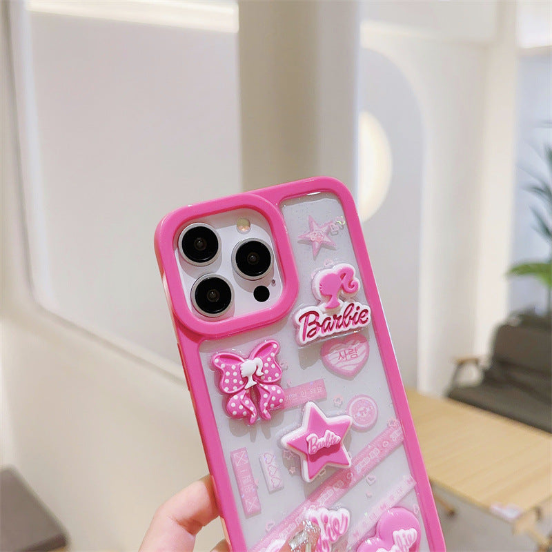 Funda con lazo y estrella 3D rosa