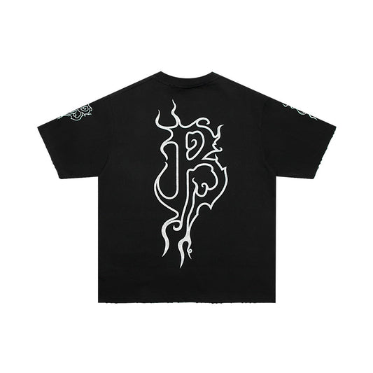 T-shirt oversize Darkwave jaune/rouge (préférable pour l'été)