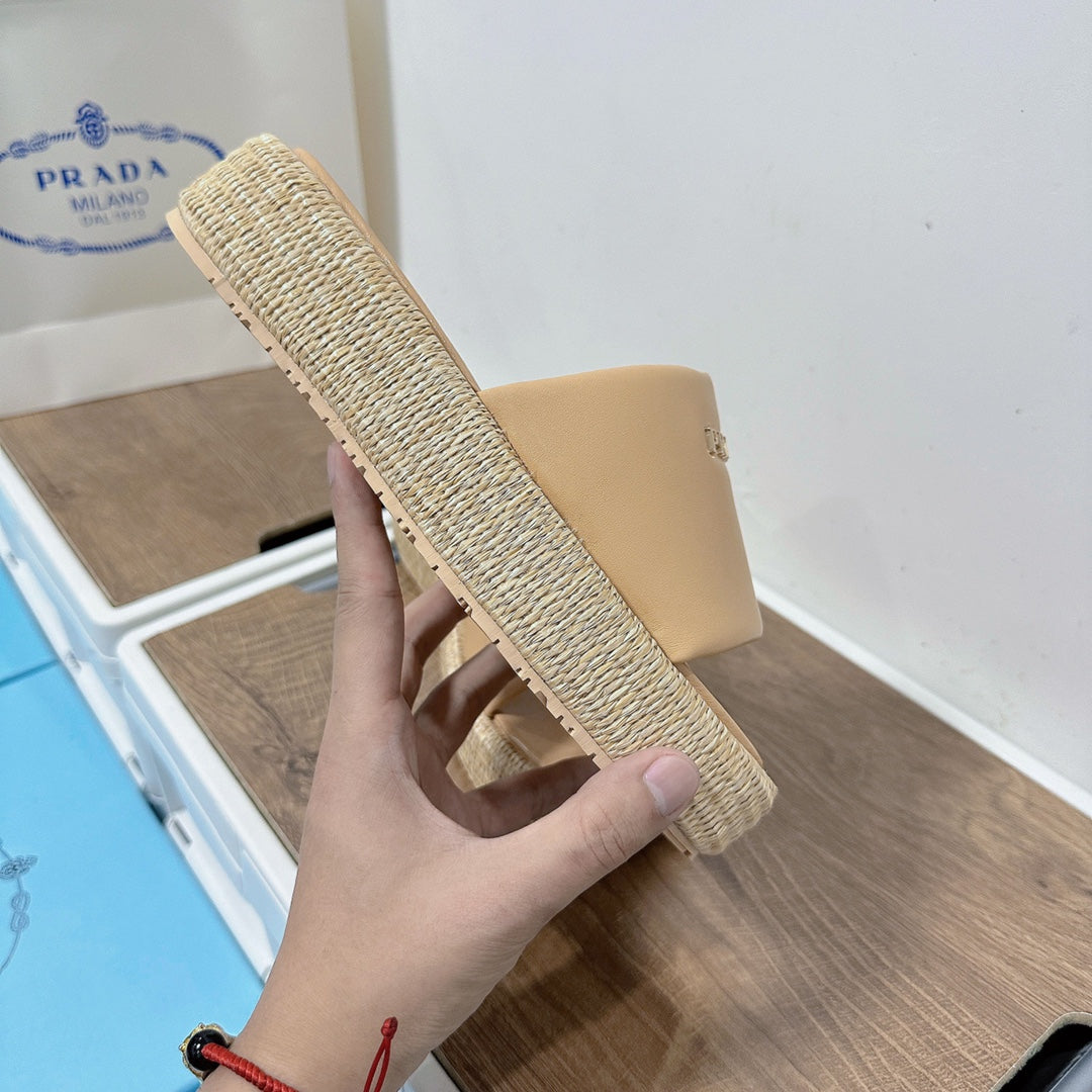 Sandalias de plataforma con suela de tejido