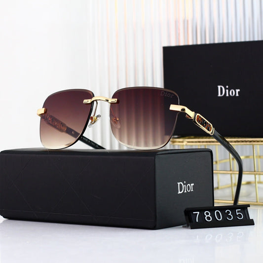 Lunettes de soleil sans monture à lettres métalliques tendance