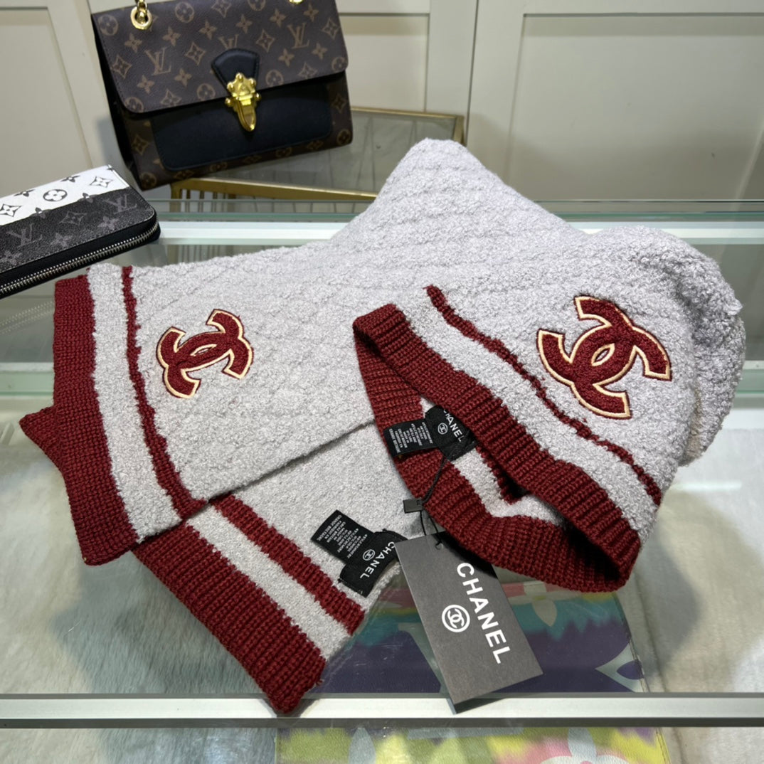 Elegante conjunto de gorro y bufanda de cachemira