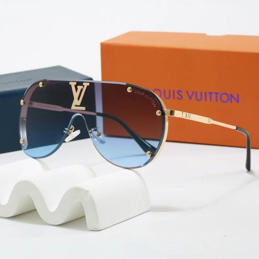 Oversized Integrated Metal Frame Sunglasses, UV400 Polarized Fashion Shades
