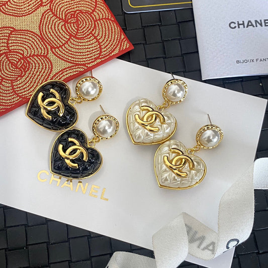 Boucles d'oreilles pendantes Cœur Perle Plaqué