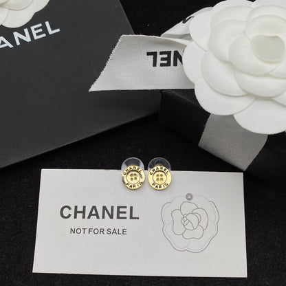Aretes de botón con grabado de logotipo creativo