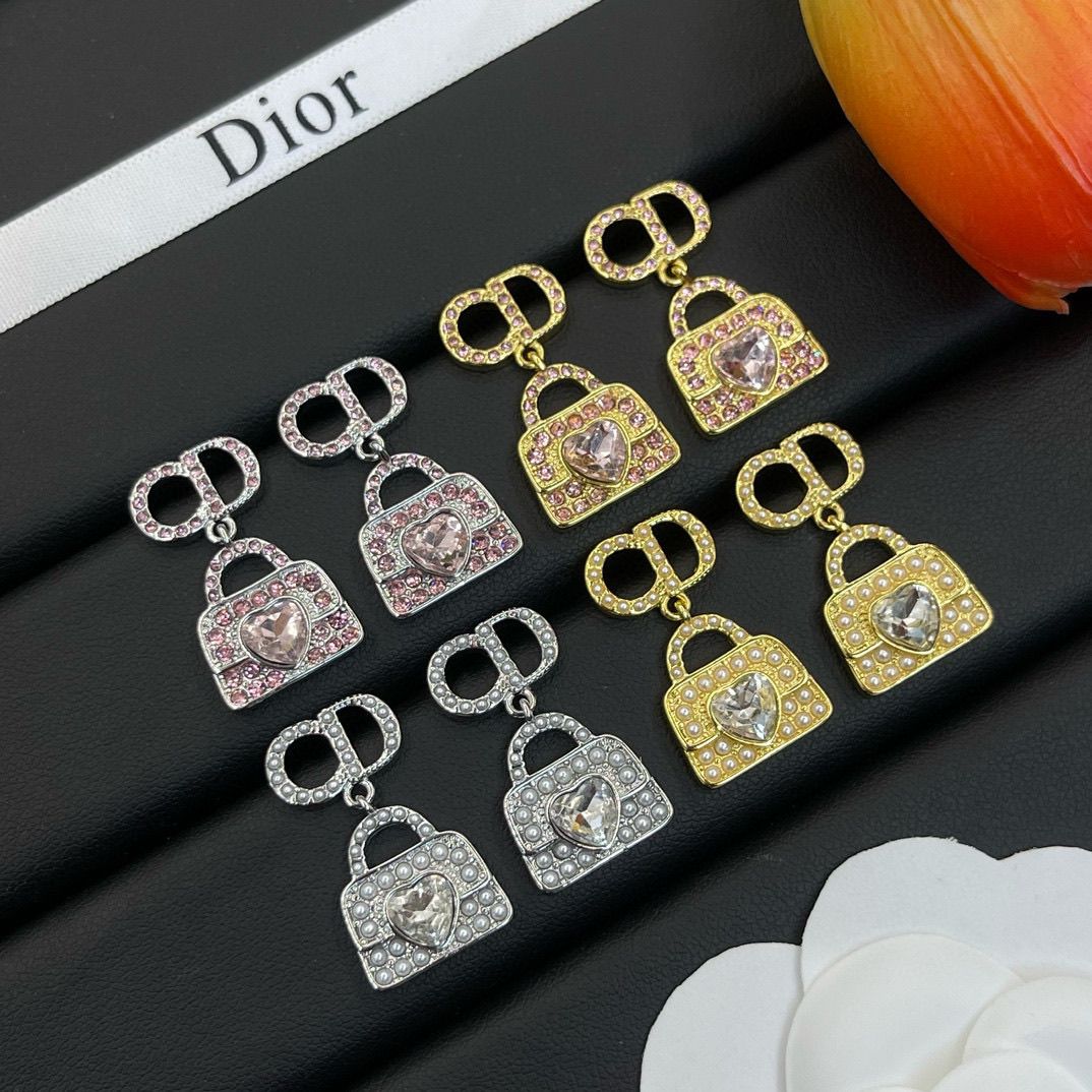 Pendientes de bolso con colgante de diamantes de imitación a la moda