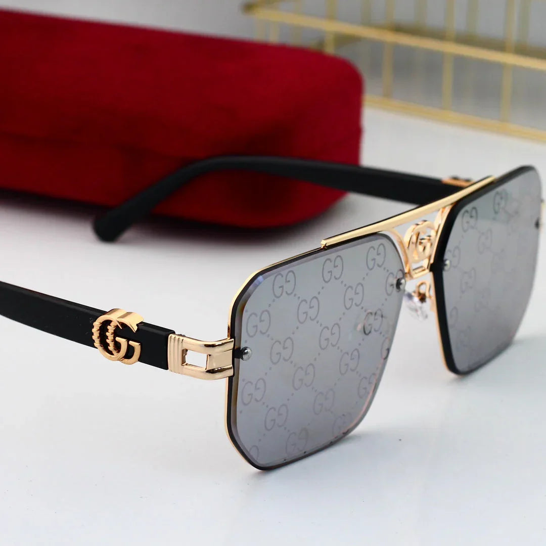 Gafas de sol poligonales con logo metálico de moda 8936