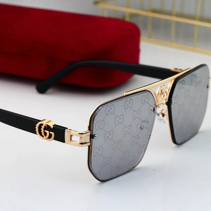 Gafas de sol poligonales con logo metálico de moda 8936