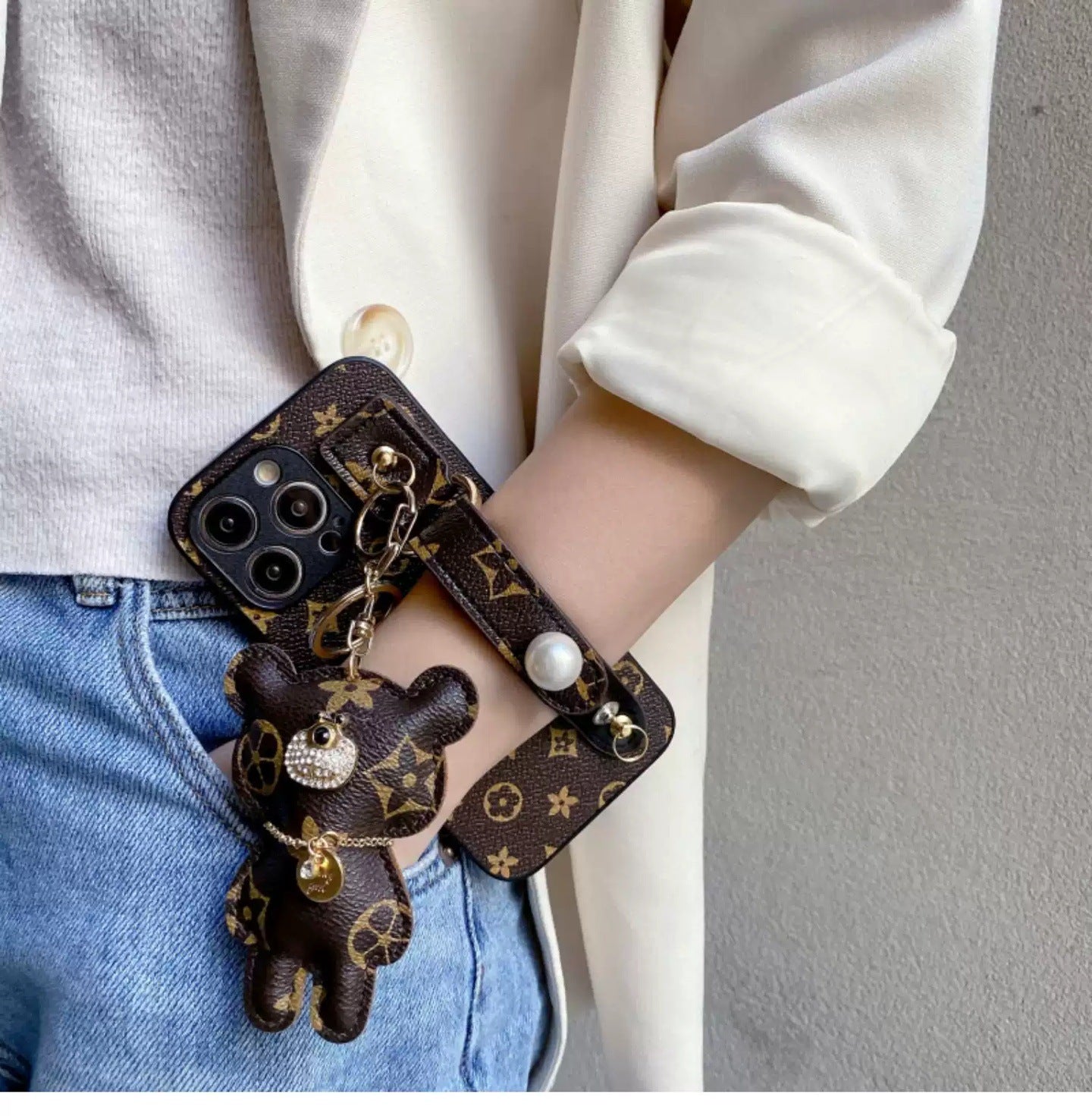 Estuche de pulsera de cuero de oso de lujo