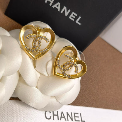 Pendientes de Diamantes Corazón Hueco