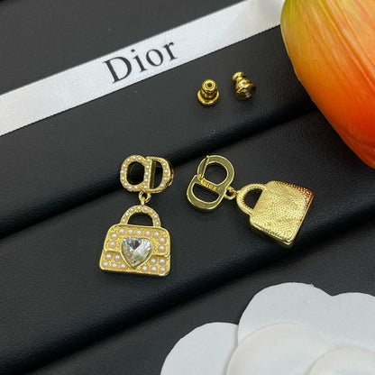 Pendientes de bolso con colgante de diamantes de imitación a la moda