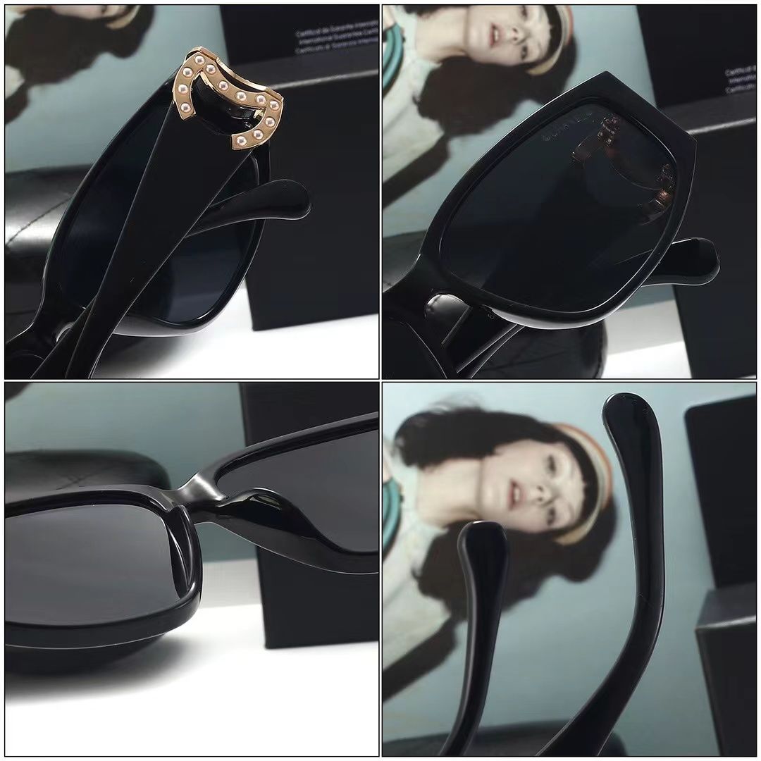 Gafas de sol de mujer con logo metálico de perlas
