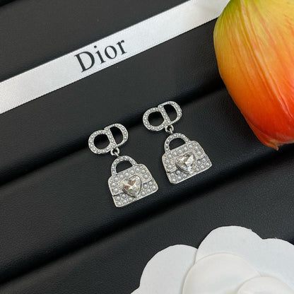Pendientes de bolso con colgante de diamantes de imitación a la moda