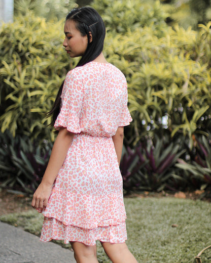 Robe Courte Bella Léopard Rose