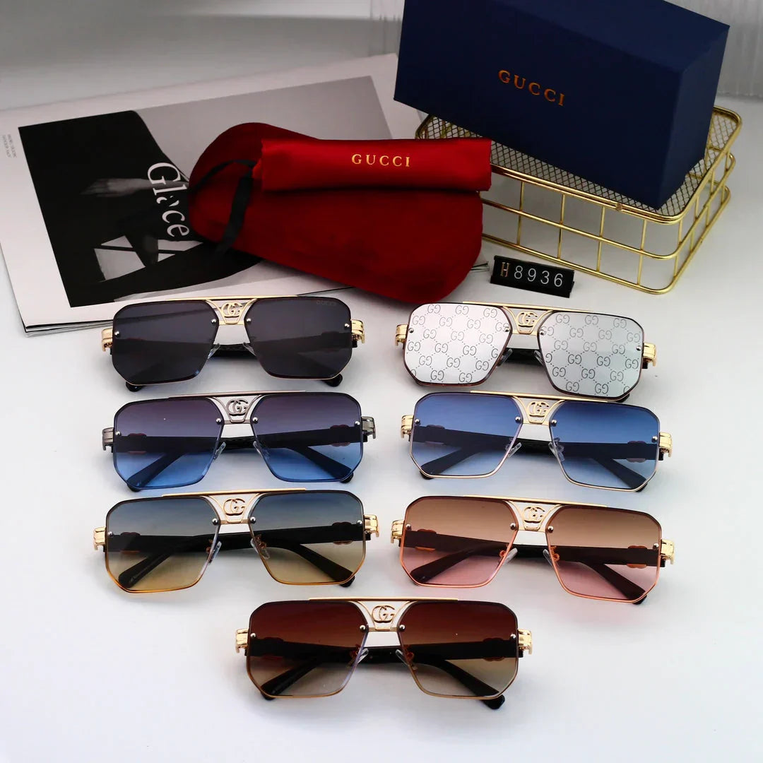 Gafas de sol poligonales con logo metálico de moda 8936