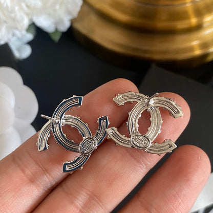 Pendientes de botón de diamante de cristal brillante