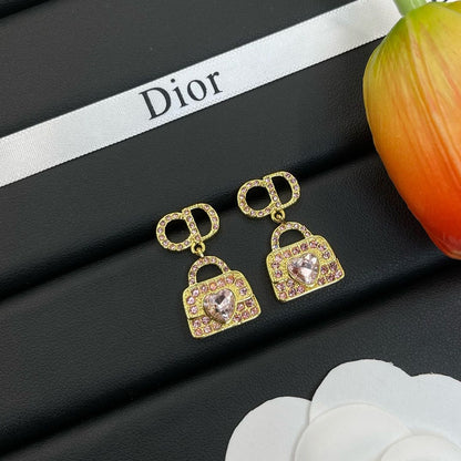 Pendientes de bolso con colgante de diamantes de imitación a la moda