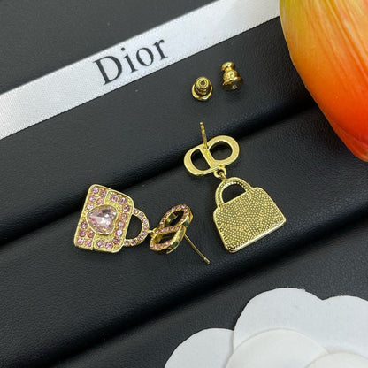 Pendientes de bolso con colgante de diamantes de imitación a la moda