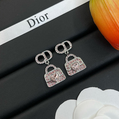 Pendientes de bolso con colgante de diamantes de imitación a la moda
