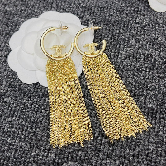 Boucles d'oreilles pendantes demi-cercle à pampilles de qualité supérieure