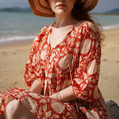 Robe Courte Hawa - Tournesol Rouille