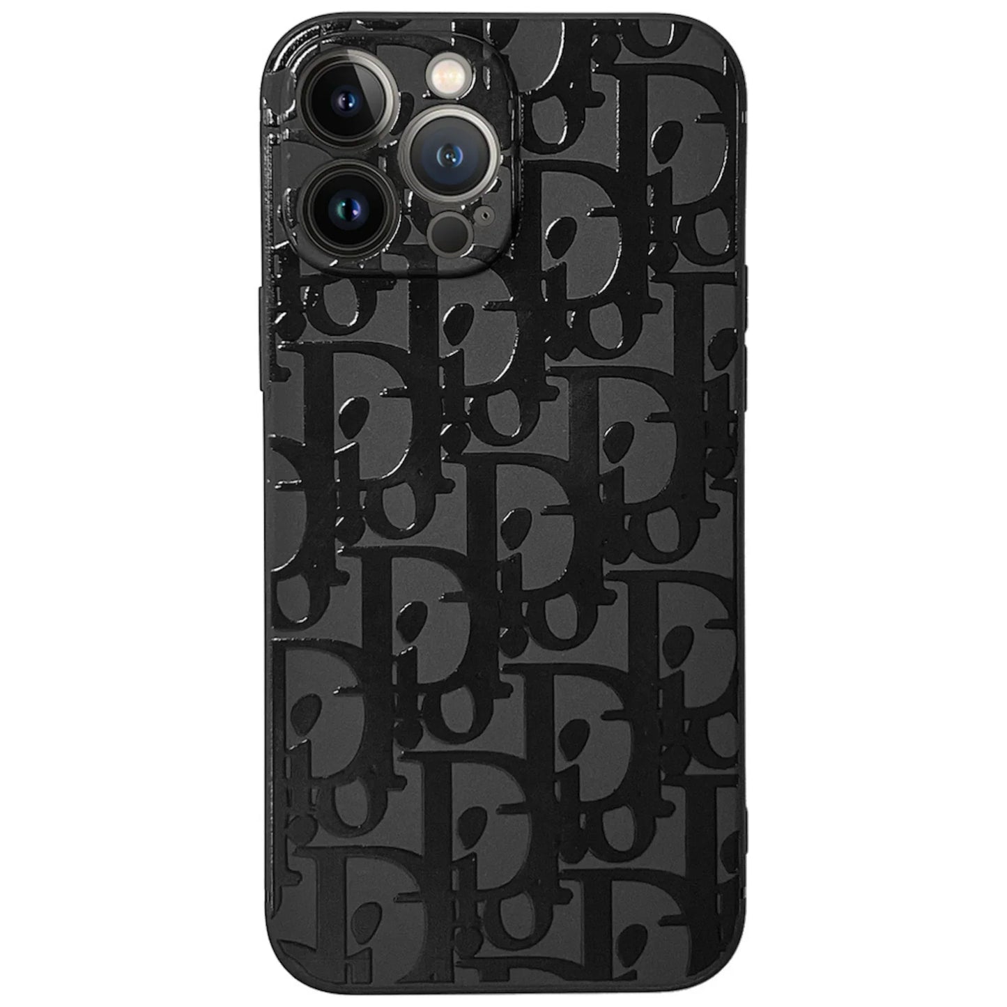 Estuche con el logo "D" negro