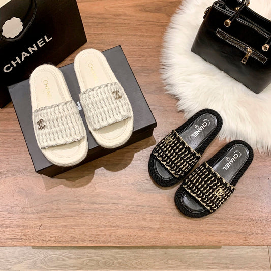 Chaussons plats tissés tendance