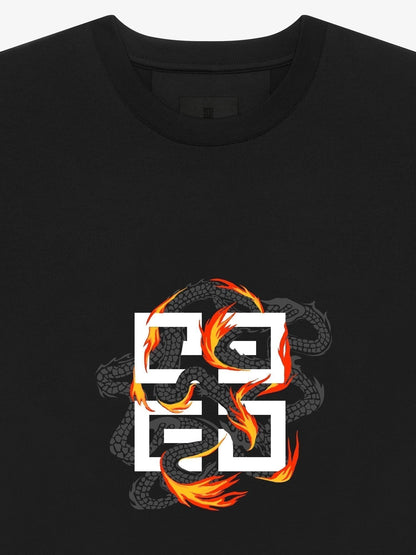 Camiseta clásica estampada con llamas