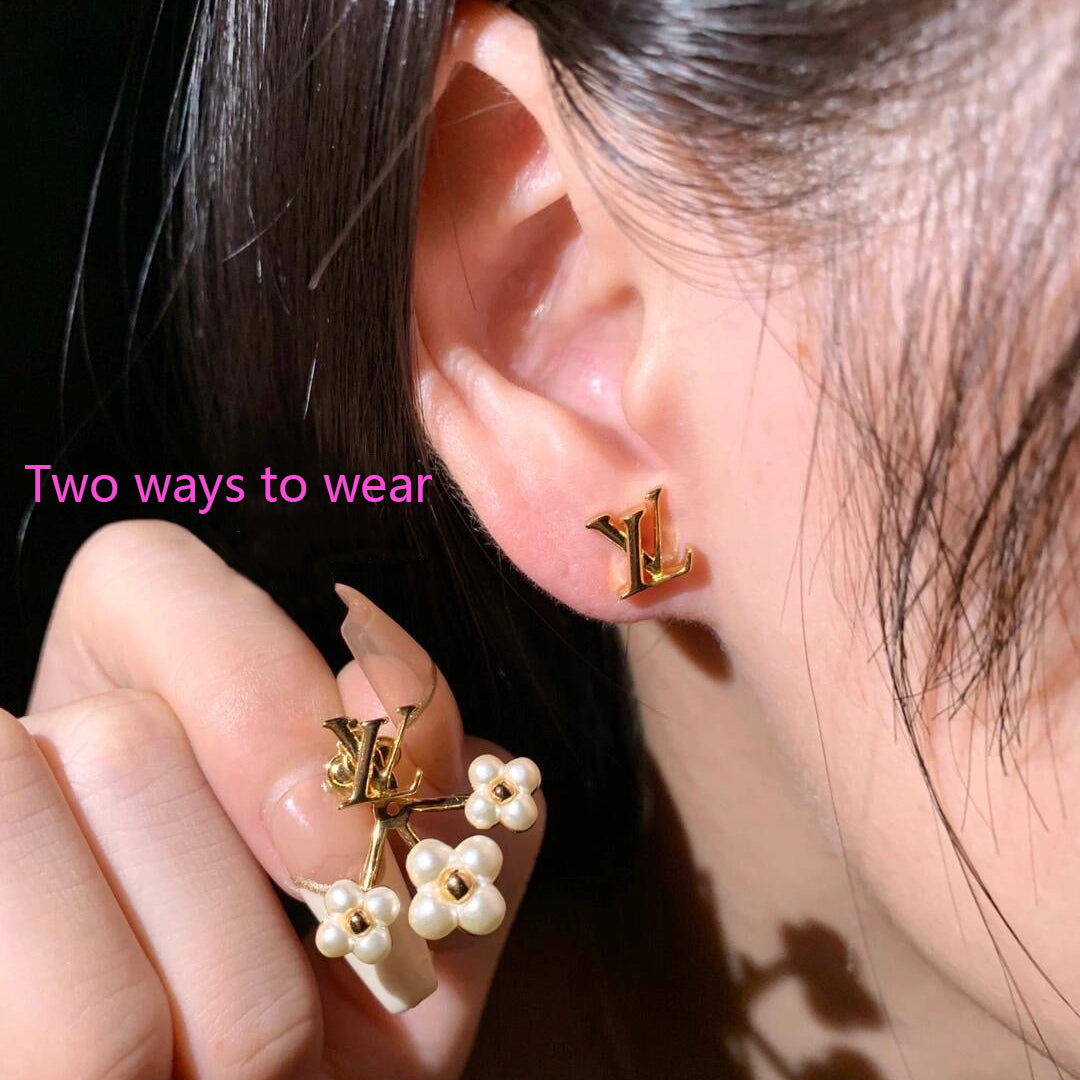 Pendientes de Perlas con Flores de Moda