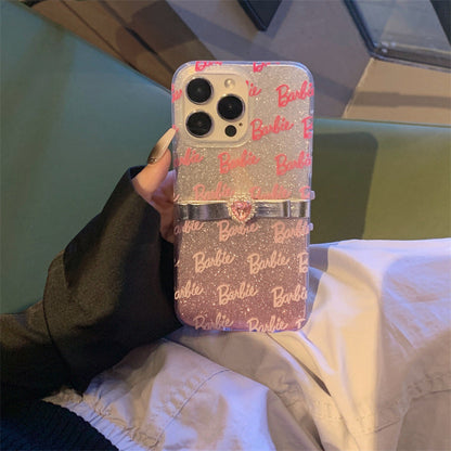 Funda de brillo degradado con lazo, corazón y diamante