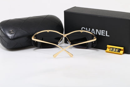 Y2K Rimless Shield Wrap Sunglasses, Retro UV400 Polarized Fashion Shades 036