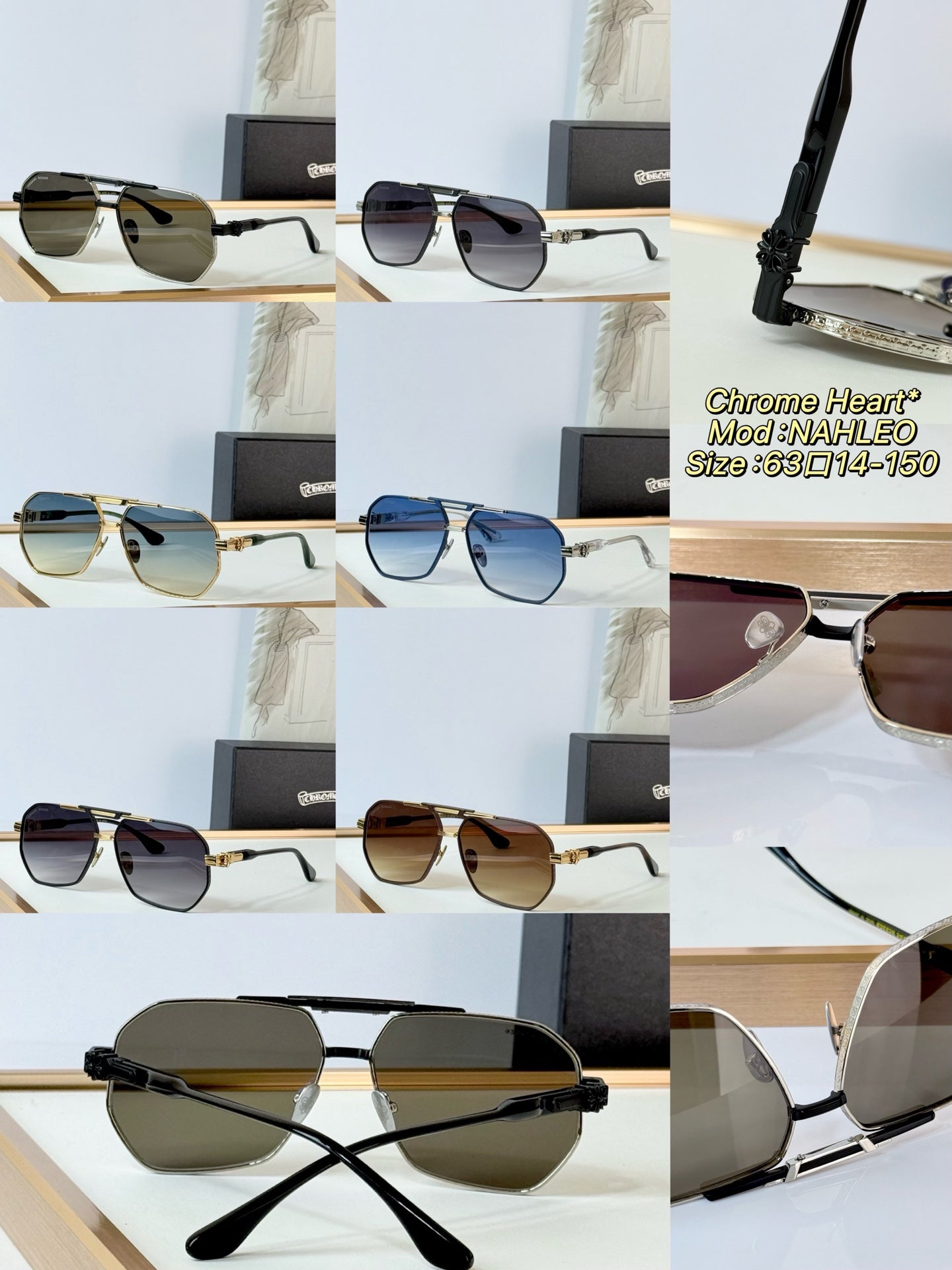 6 Color Hexagonal Double Bridge Aviator Sunglasses