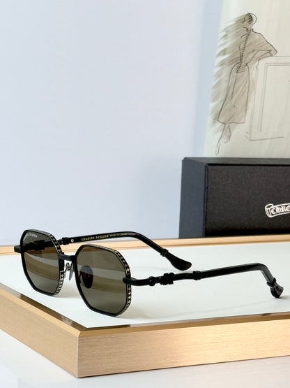 6 Color Retro Hexagonal Carved Metal Sunglasses