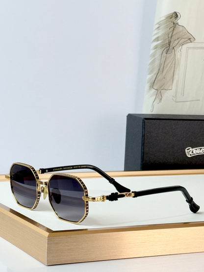 6 Color Retro Hexagonal Carved Metal Sunglasses