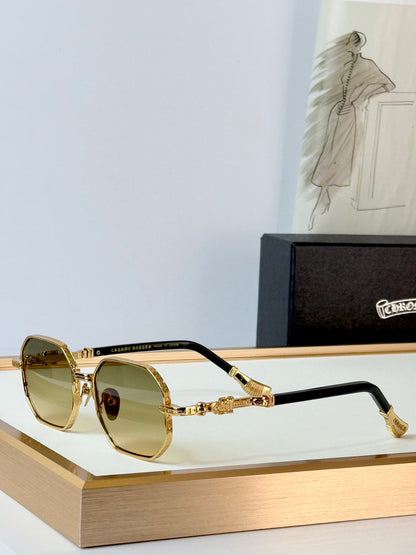 6 Color Retro Hexagonal Carved Metal Sunglasses