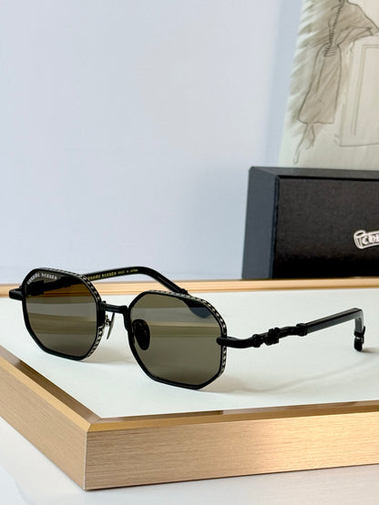6 Color Retro Hexagonal Carved Metal Sunglasses