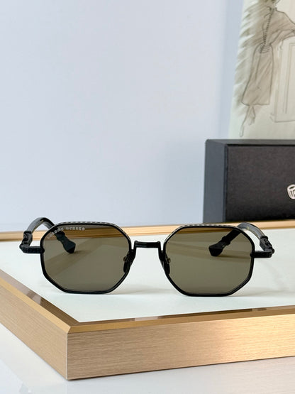 6 Color Retro Hexagonal Carved Metal Sunglasses
